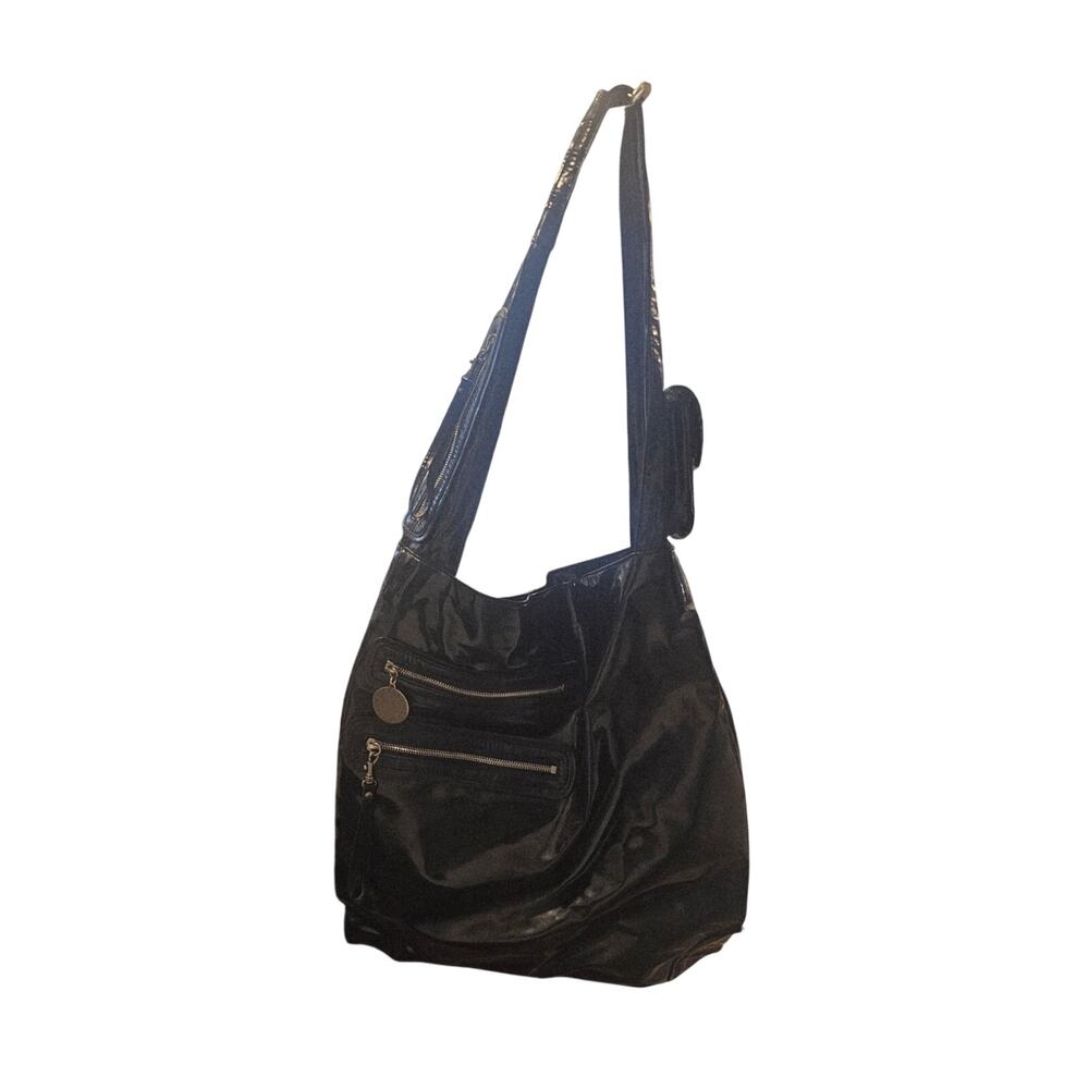 Stella McCartney Black patent leather tote.